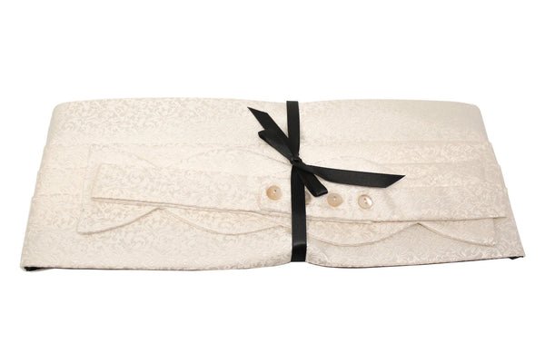 Ivory Tonal Vine Cummerbund + Bow Tie Set