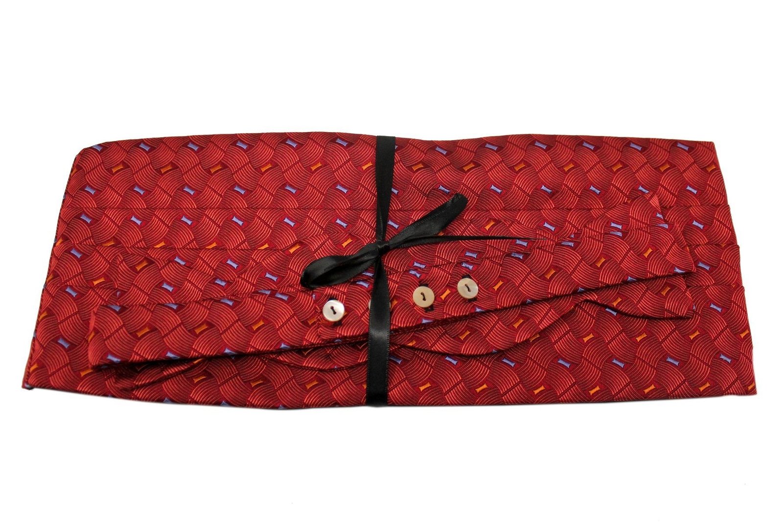 Red Geometric Cummerbund + Bow Tie Set