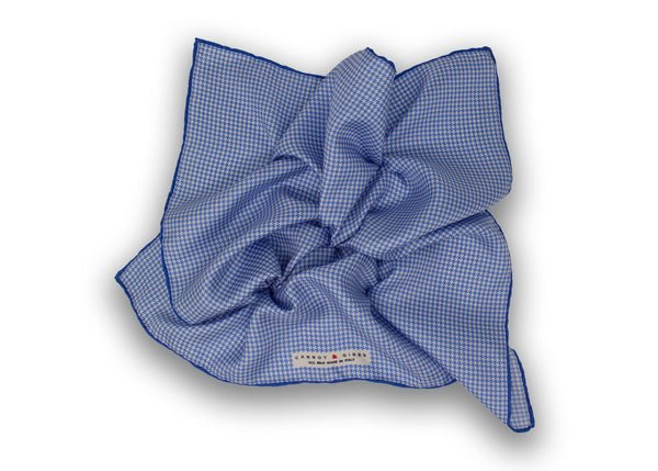 Blue Houndstooth with Blue Border Pocket Square